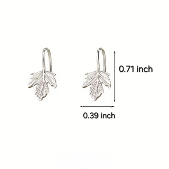 Silver Leaf Earrings - Picture 3 of 4